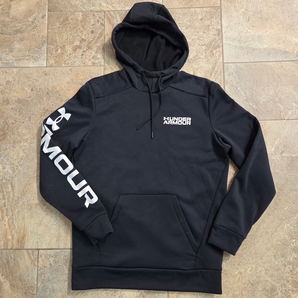 Under Armour Mens Rival Fleece Graphic‎ Hoodie Black Pullover Small